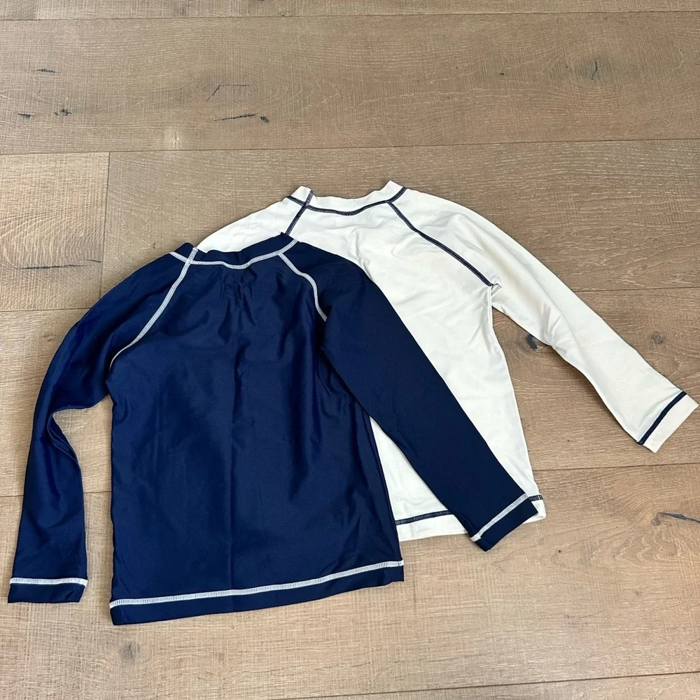 Hanna Andersson Navy and White Long Sleeve Swim Top